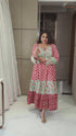Designer Red/Green Cotton Women Jaipuri Dress, Video